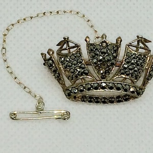 Antique Silver 925 Brooch with Marcasite Stones