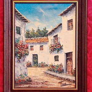 Pintura de paisaje original al óleo sobre lienzo de Tilla