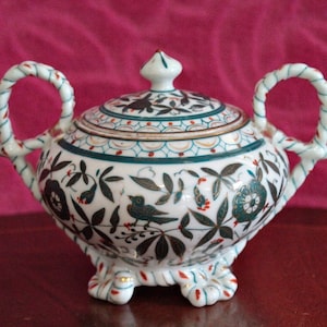 Antique 18th C. Extra Rare Royal Crown Derby Porcelain Sugar Bowl, 1770-1780
