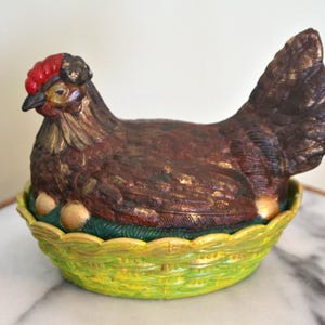 Antique Vallerysthal Portieux Opaline Glass Chicken Candy Dish. French Hen Sugar Bowl. Milk Glass Dish with Lid