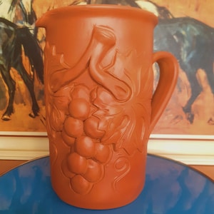 Vintage Italian Ceramic Pitcher Jug Pot Studio Pottery Art Handmade Brown
