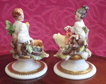Pair of Vintage Rare Giuseppe Cappe (capodimonte) Porcelain