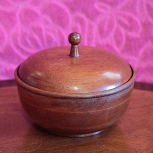 Vintage Wooden Sugar Bowl with Lid - with glass insert.