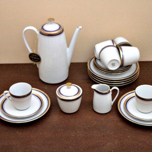 Vintage Unique Art Deco Gareis Waldsassen Bavaria Porcelain Tea Set for Six Persons