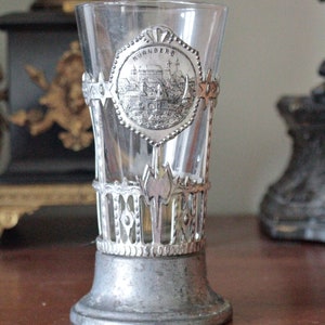Vintage German Glass in Metal Holder &#39;Nurnberg&#39;