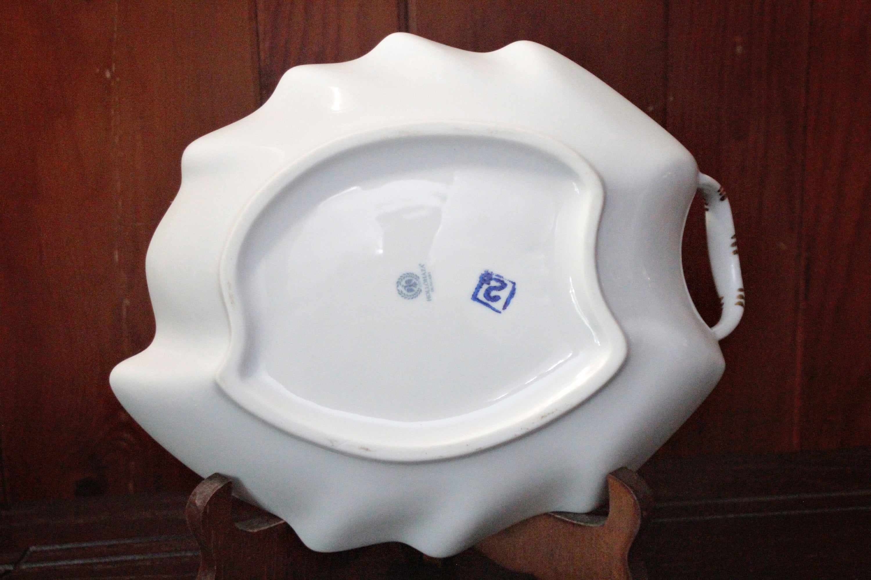 Vintage - Hollohaza, Hungarian Porcelain Leaf Shape Serving Dish