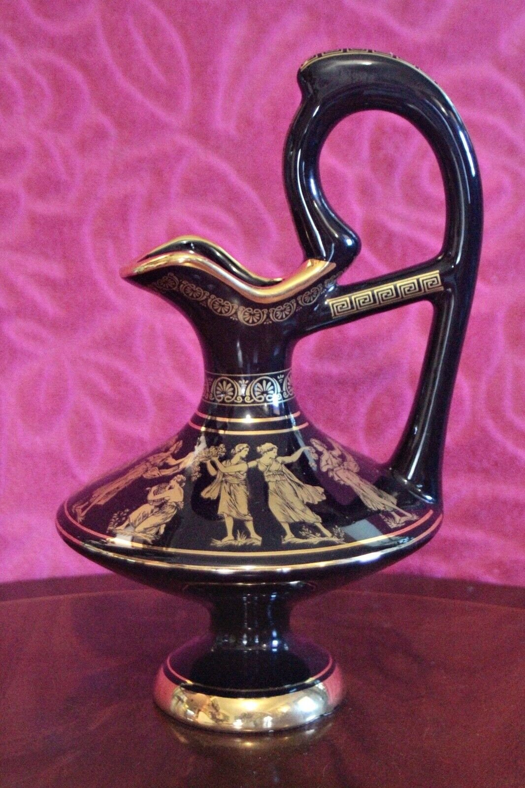 Vintage Greek Terracotta Vase Hand Painted in 24K Gold by D. Etsy