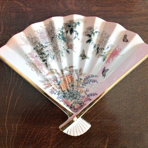 Vintage St. Michael Decorative Fan Shaped Porcelain Dish &#39;Cordelia&#39; Collection, Made in Japan