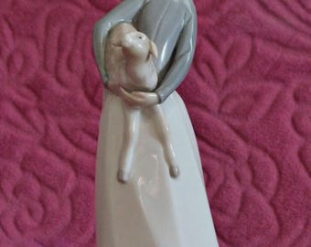 Figura de porcelana vintage de Lladro: Niña con cordero
