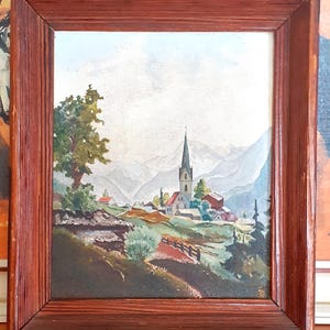 Antique German Oil on Board Landscape Painting