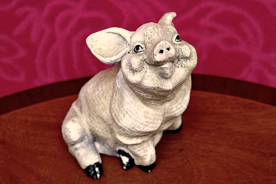 Vintage Porcelain Pig Figurine Etsy