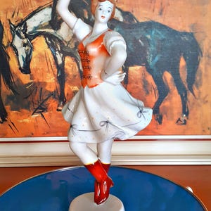 Vintage Hollohaza Hungary Hand Painted Dancing Girl Porcelain Figurine