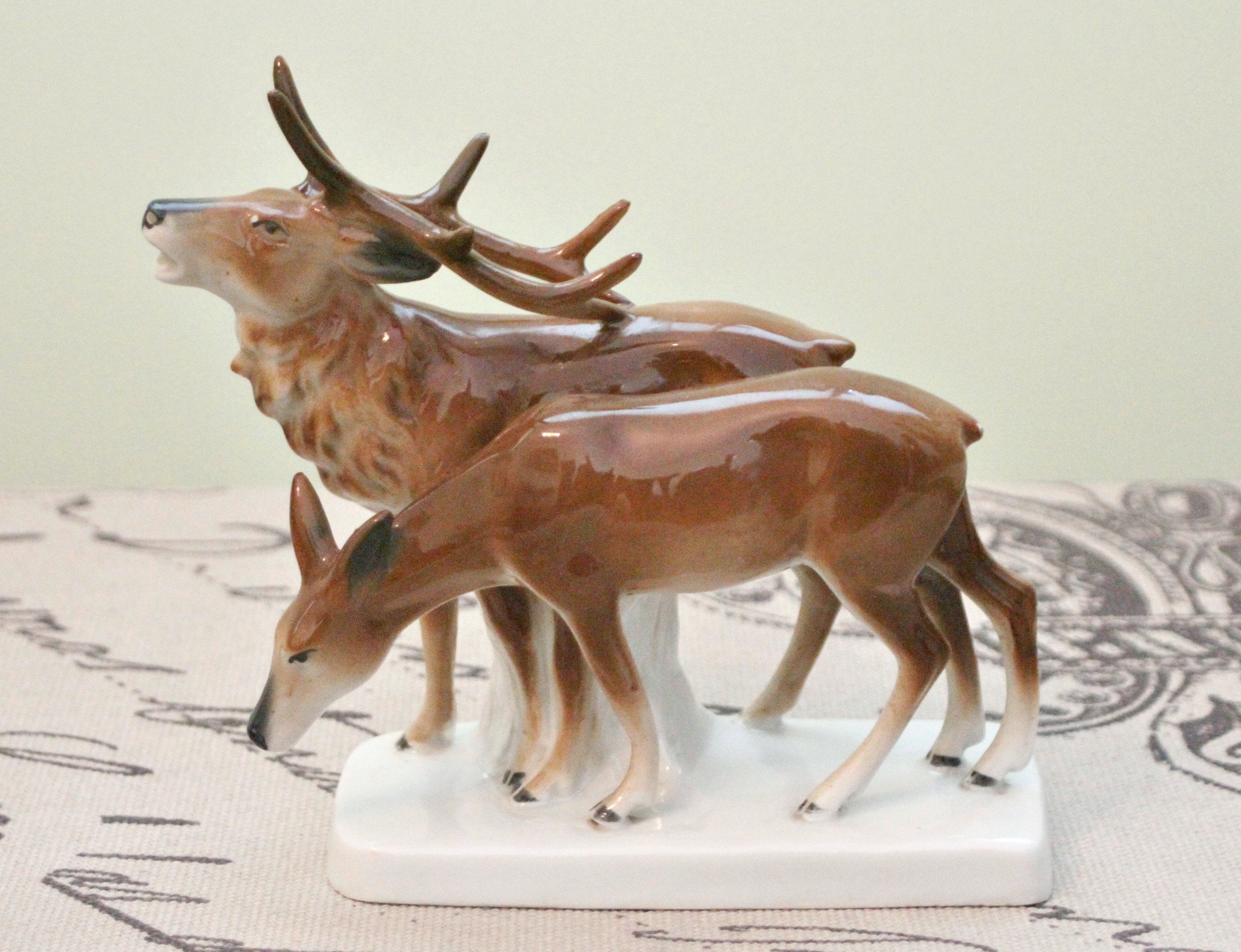 アンティーク　carl scheidig シャイディグ　ポーセリン Vintage German Carl Scheidig Porcelain Deers Figurine - Etsy UK