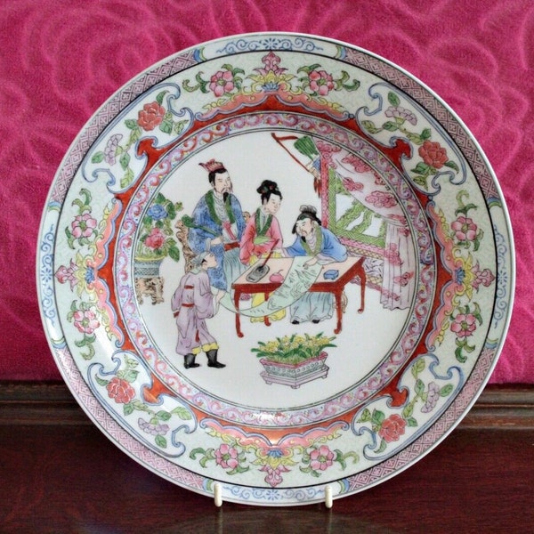 Vintage Chinese Hand Painted Famille Rose Porcelain Plate