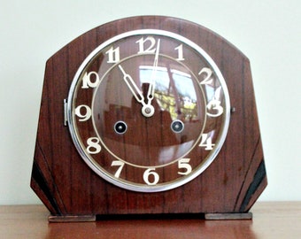 Orologio da camino Haller tedesco d'epoca con suoneria a 8 giorni