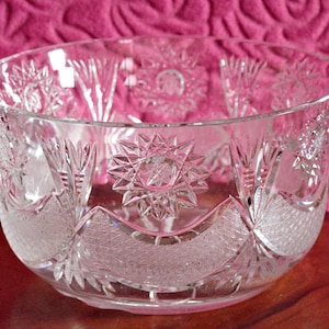 Large Heavy Vintage Cut Crystal Bowl
