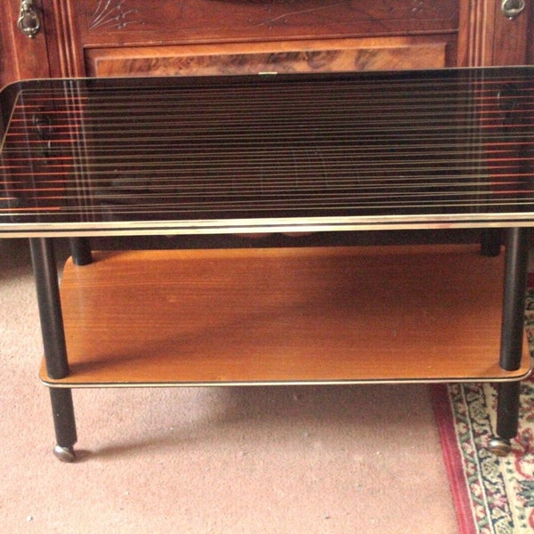 Vintage Stylish Modern Mid Century Glass TopCoffee Table/Service Trolley