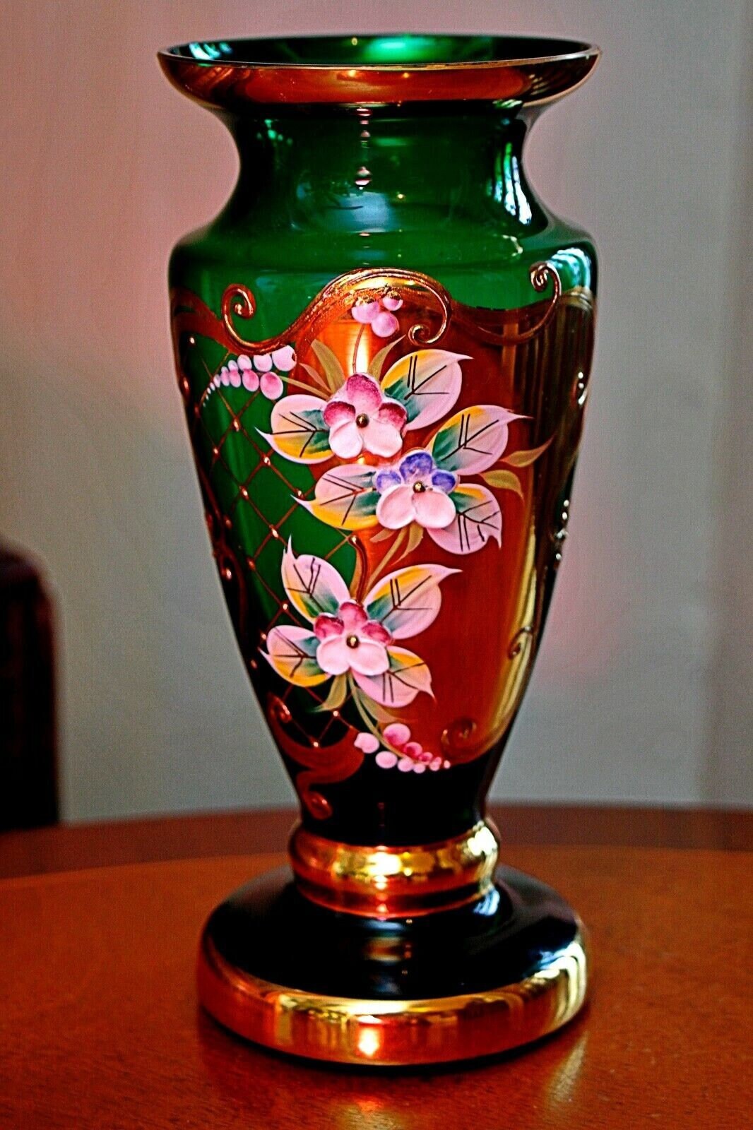 チェコ製 ボヘミアングラス 花瓶 金彩 未使用品 レトロ - メルカリ
