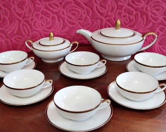 Juego de té vintage de porcelana Seltmann Weiden Bavarain Aladino de 16 piezas