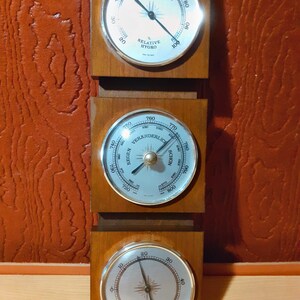 Vintage German Wall Hanging Thermometer, Barometer and Hygrometer