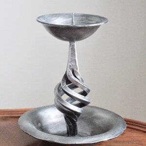 Antique German Pewter Handmade Candle Holder
