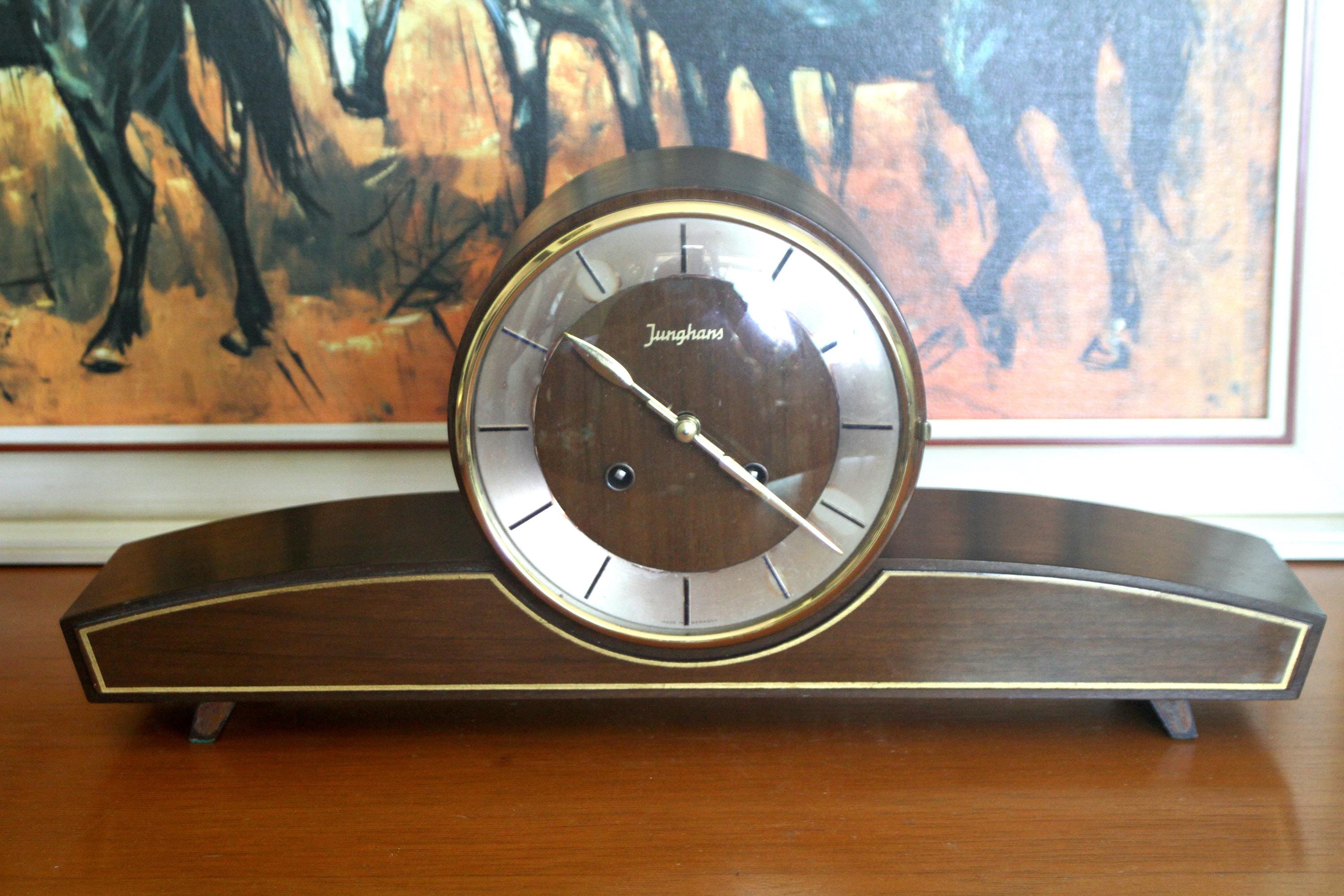 Reloj de sobremesa Art Déco alemán antiguo 'Junghans' con