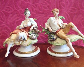 Pair of Vintage Rare Giuseppe Cappe (capodimonte) Porcelain