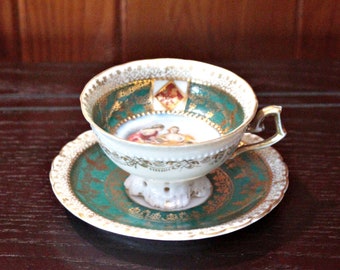 Antique Royal Vienna Miniature Porcelain Coffee Cup and Saucer F.Boucher
