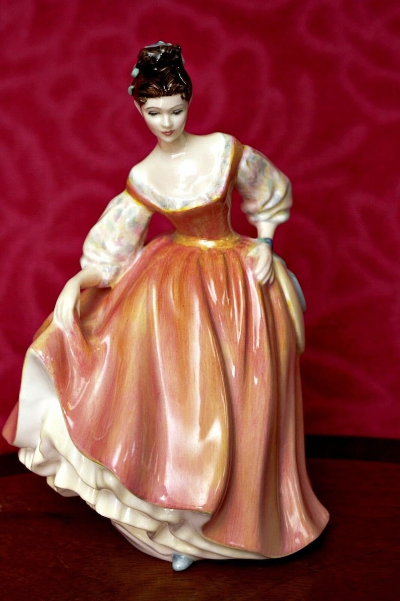 Vintage Royal Doulton Porcelain Lady Figurine 'fair Lady Coral Pink
