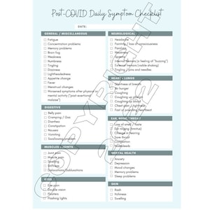 Post-COVID / Long-COVID Daily Symptom Checklist