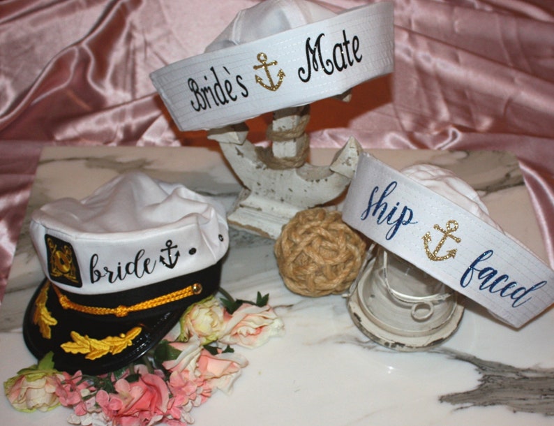 BRIDE SAILOR HAT. Nautical Bride Captain Hat.bride's Mate. Etsy