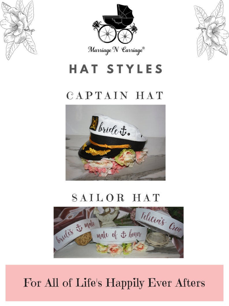 BRIDE SAILOR HAT. Nautical Bride Captain Hat.bride's Mate. Etsy