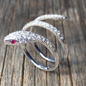 Pave diamond snake ring luxury ring Diamond & Ruby ring Gold Snake ring white gold Statement ring Serpent Gold ring