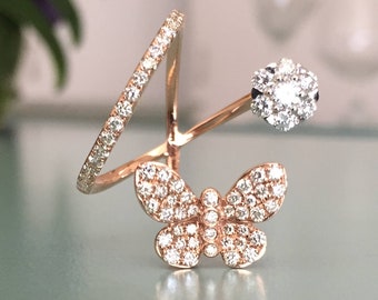 Butterfly Diamond engagement ring - Butterfly Jewelry - diamond women ring