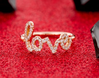 Anillo Love de diamantes en oro rosa
