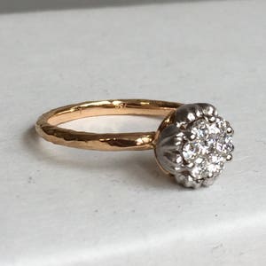 Rose gold Diamond flower engagement ring Leaf wedding band, Lotus promise ring, Flower shape diamond ring, .