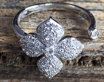 Kersenbloesemring open Bloemverlovingsring voor vrouwen, unieke gouden jubileumsieraden, Delicate Trouwring