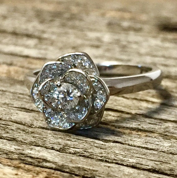 Flower Style Jubilee Cut Lab Grown Diamond Engagement Ring