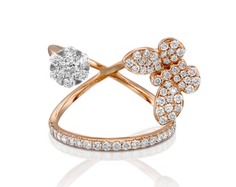 Schmetterling Diamant Ring, Rose Gold Schmetterling Ring, Schmetterling Ring mit, Hochzeit Schmuck, Jahrestag Geschenk