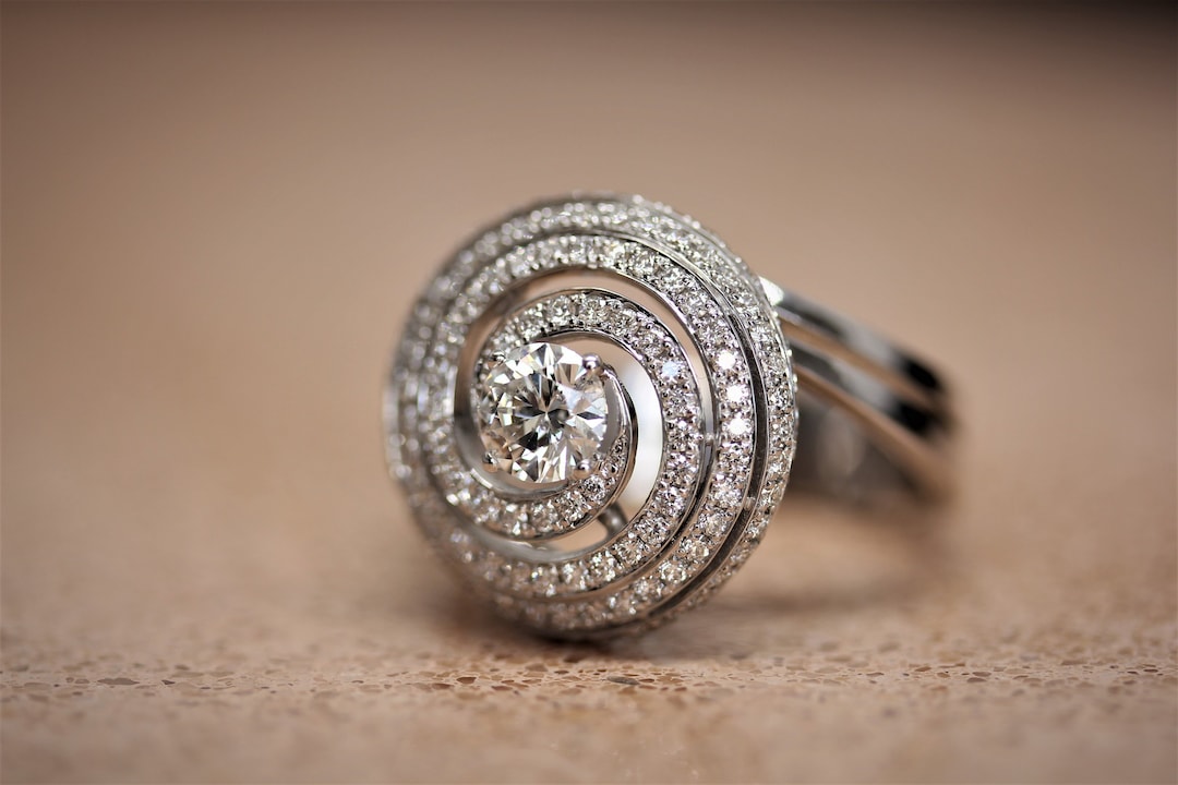 Unique Designer Diamond Engagement Ring, Ladies Diamond Swirl Cocktail Ring,  Statement Ring, Pave Diamonds, Ideal Anniversary Gift 