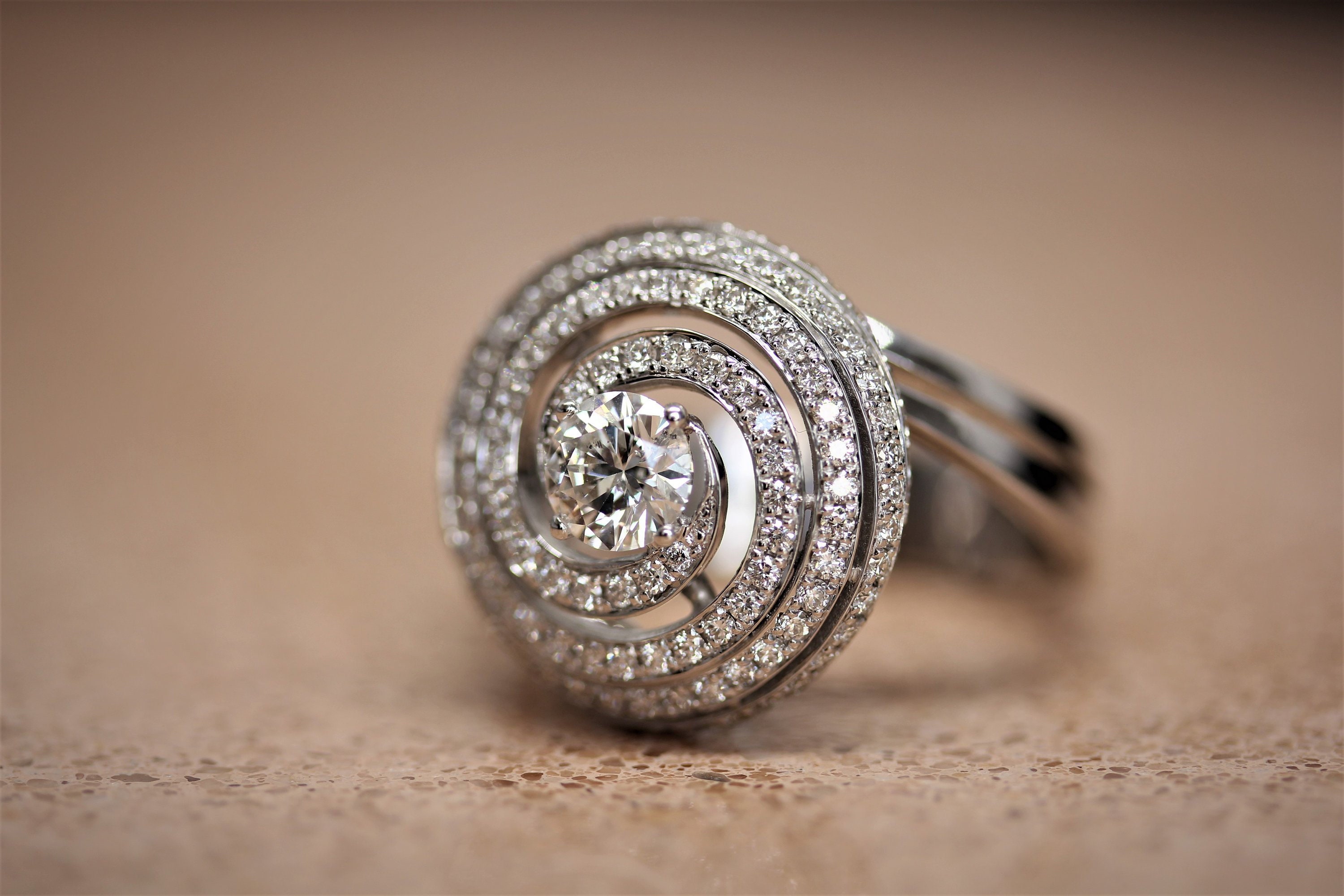 Unique Designer Diamond Engagement Ring, Ladies Diamond Swirl