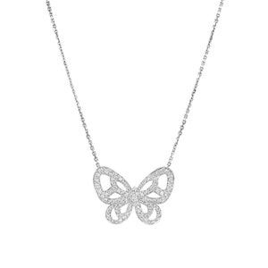 Diamond butterfly necklace, diamond Jewlery, artisan Jewlery , unique gift for butterflies&#39; gifts, white gold necklace