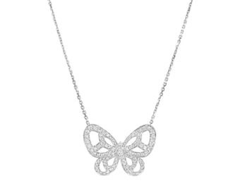 1.39 Carat Butterfly necklace diamond Butterfly pendant necklace Gold Natural diamonds 18k white solid gold