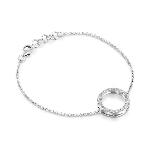 Circle Diamond Chain Bracelet for Women 0.38 Carat White Gold | Etsy