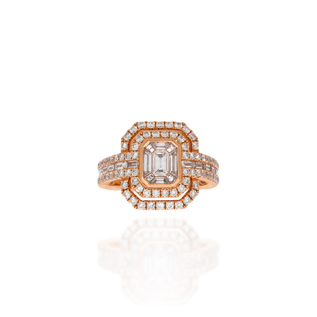 Single Line Invisible Setting Ring Stunning Invisible Setting Ring Big Single Centerded 1 Brilliant Cut ...
