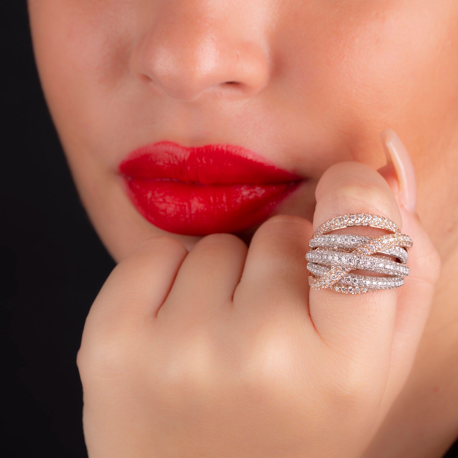 Diamond Fashion Ring Diamond Midi Ring Intertwined Ring Etsy