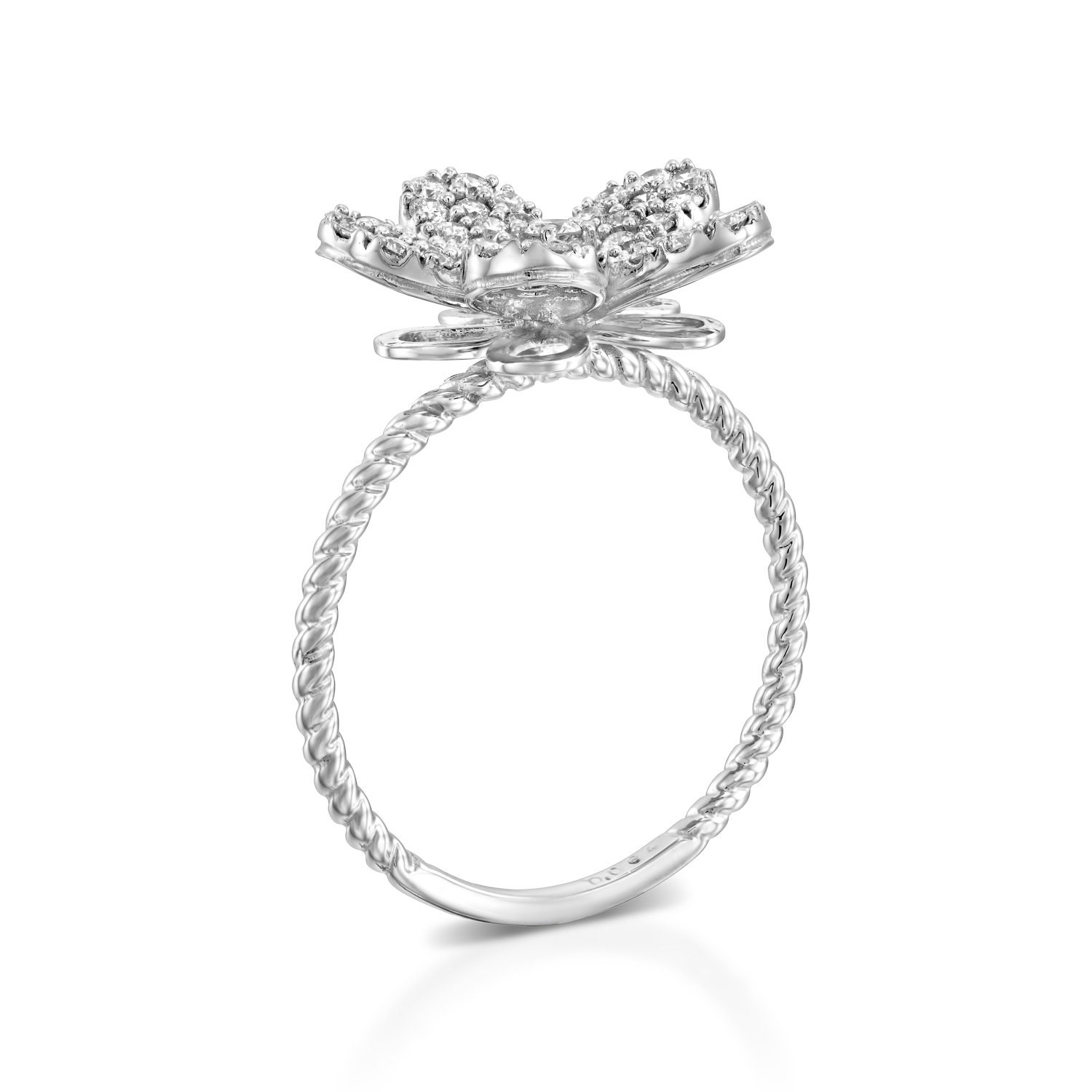 Spring Diamond Ring Flower Diamond Ring, Cherry Blossom Ring White Gold Diamond Ring ...
