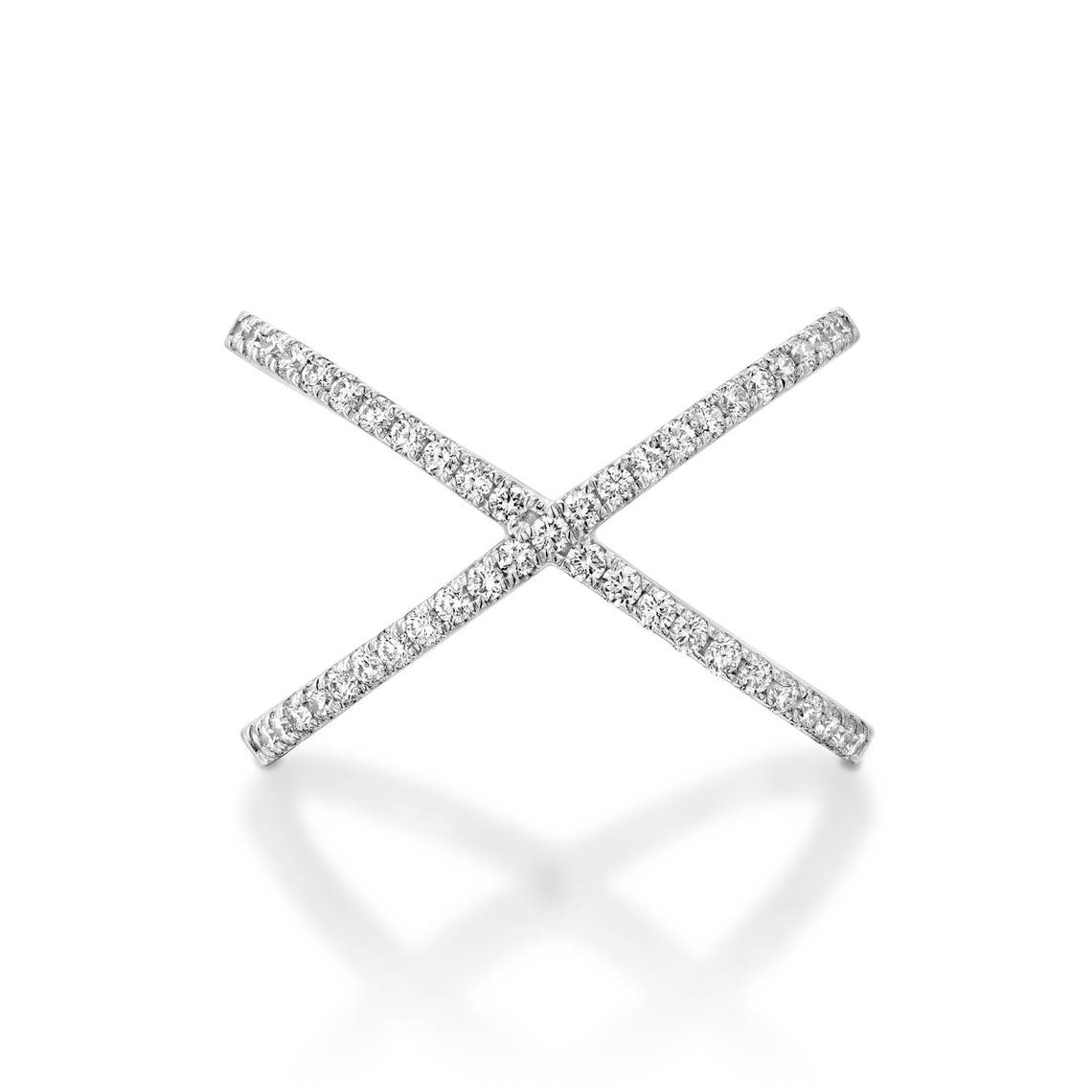 X Diamond Ring White Gold Diamond Ring Modern Ring Crossing - Etsy UK