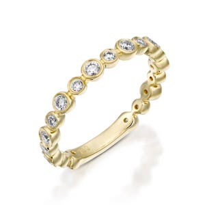 Diamond Eternity Band 18k Gold Bezel Setting Round Cut Stackable Anniversary Band Infinity Band
