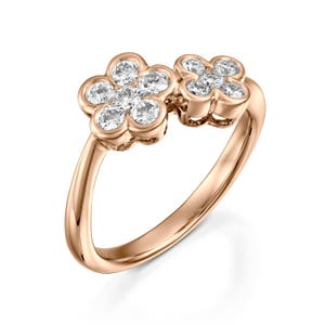 Cherry blossom ring Diamond flower Engagement ring, Rose gold ring, Diamond wedding band, ring, Natural diamonds, Classic design ring